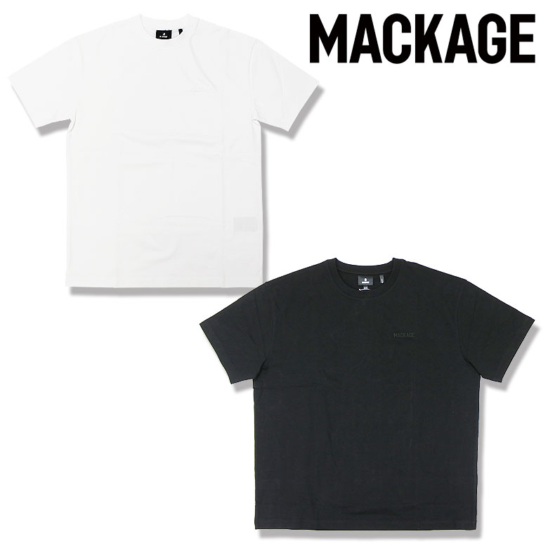 【10%OFF】【MACKAGE】マッカージュ プルオーバー 半袖 カットソー TEE-R 伸び伸びする填まる ドロップドショルダー 同系色思われ人ロゴタイプ メンズ 古典派音楽 贅沢さ