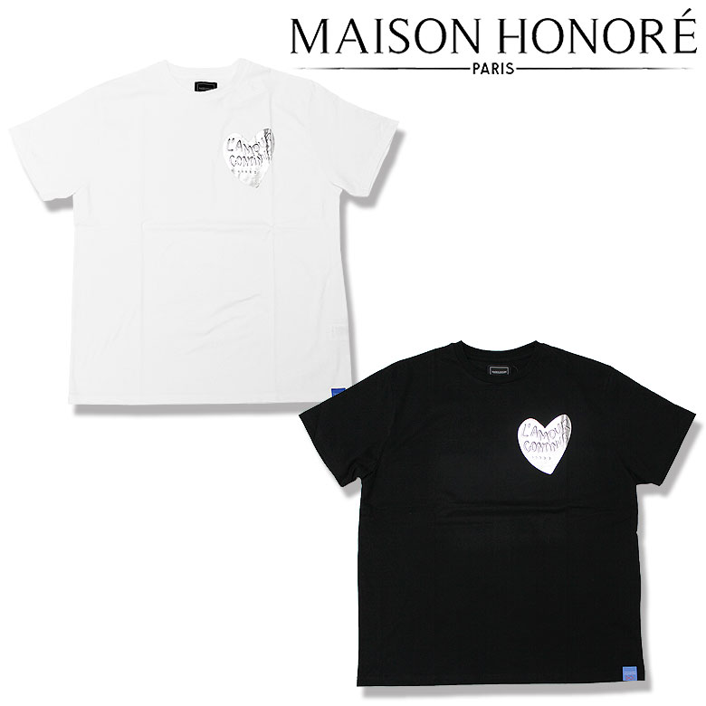 【MAISON HONORE PARIS】メゾンオノレ Tシャツ 半袖 カットソー Sohan T-SHIRT シルバーハートプリント メンズ ユニ カジュアル