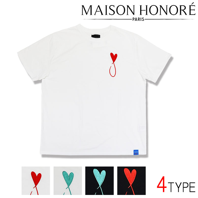 【MAISON HONORE PARIS】メゾンオノレ Tシャツ 半袖 カットソー tiphabig Logo S/S T-SHIRT ビッグロゴ ハートフィッシュ ワンポイント刺繍 メンズ ユニ カジュアル