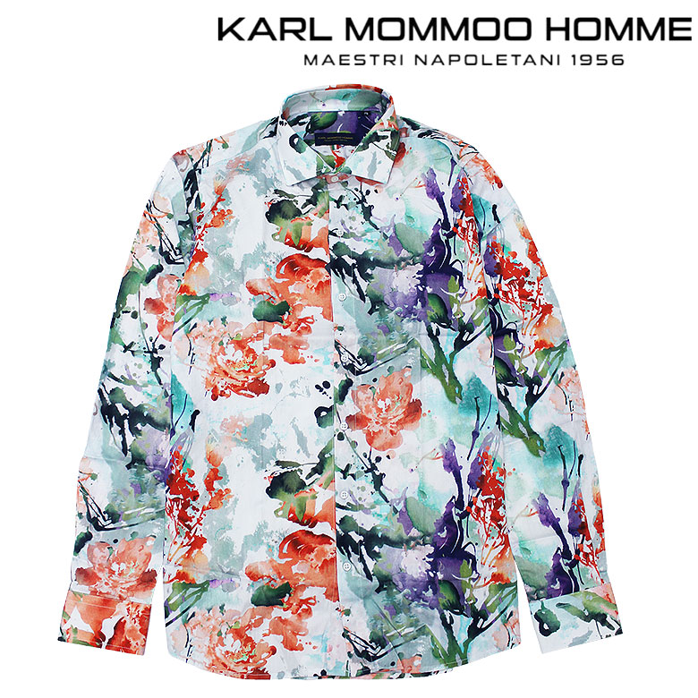 【KARL MOMMOO HOMME】カールモンモー 長袖シャツ ロングスリーブ 爽やか イタリア ナポリ オシャレ 鮮やか 花柄 夏 派手 染 メンズ カジュアル｜DBLAND