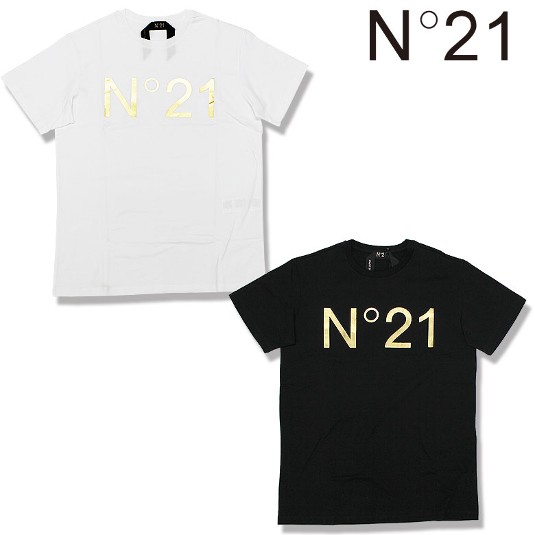 【N21】 ヌメロ ヴェントゥーノ Tシャツ 半袖 カットソー LOGO PRINT シンプル ロゴプリント ゴールドロゴ メンズ ユニセックス