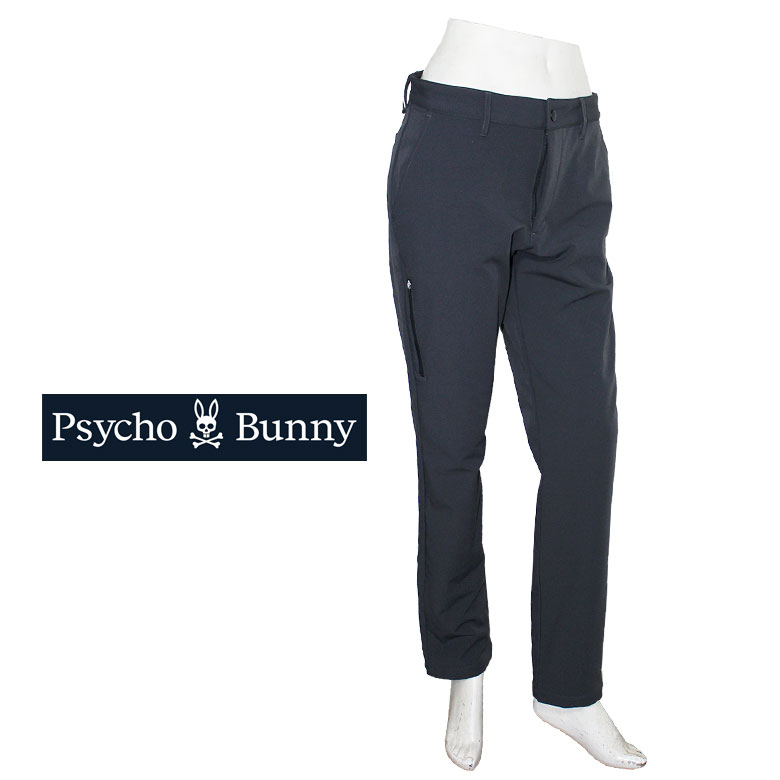 【Psycho Bunny】サイコバニー ストレッチパンツ イージーパンツ ファスナー付き 裏起毛ボンディング アウトラインロゴ ゴルフ GOLF ストレッチ セットアップ可 メンズ カジュアル
