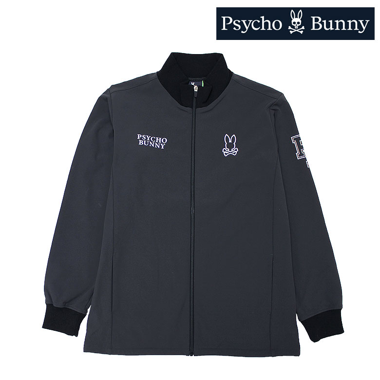 【Psycho Bunny】サイコバニー ブルゾン ライトアウター スタンドカラー 裏起毛ボンディング アウトラインロゴ ゴルフ GOLF ストレッチ セットアップ可 メンズ カジュアル