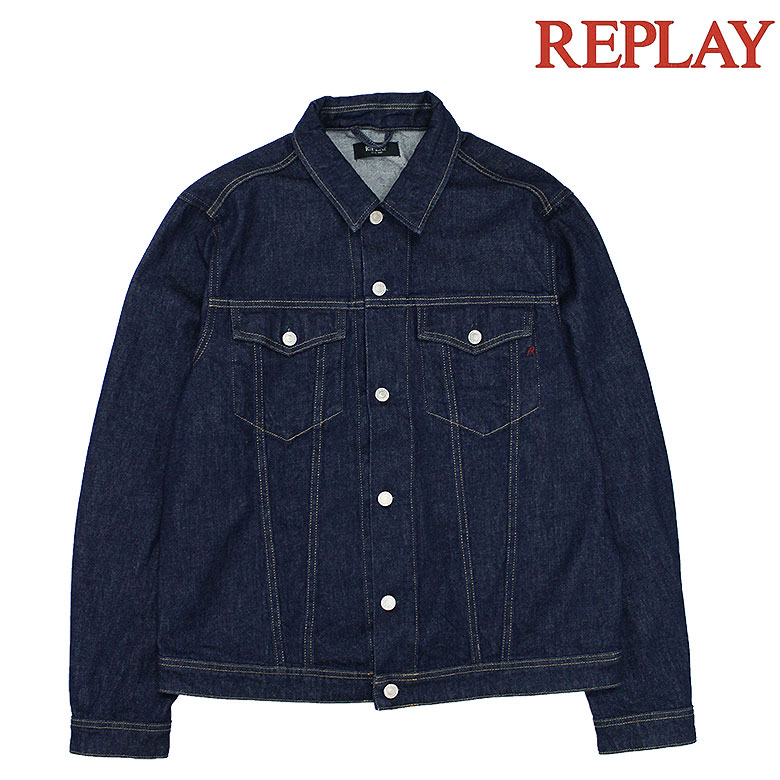 【REPLAY】リプレイ デニムジャケット コットンコンフォート インディゴ DENIM JACKET 11オンス R刺繍 レギュラーフィット メンズ