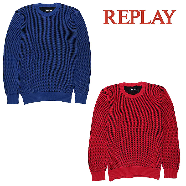 【REPLAY】リプレー  プルオーバー ポリッシング 綿織物 労働者の一団のど首 秋冬 CREWNECK COTTON PULLOVER SWEATER メンズ 心地好い メンズファッション-ニット・セーター-トップス