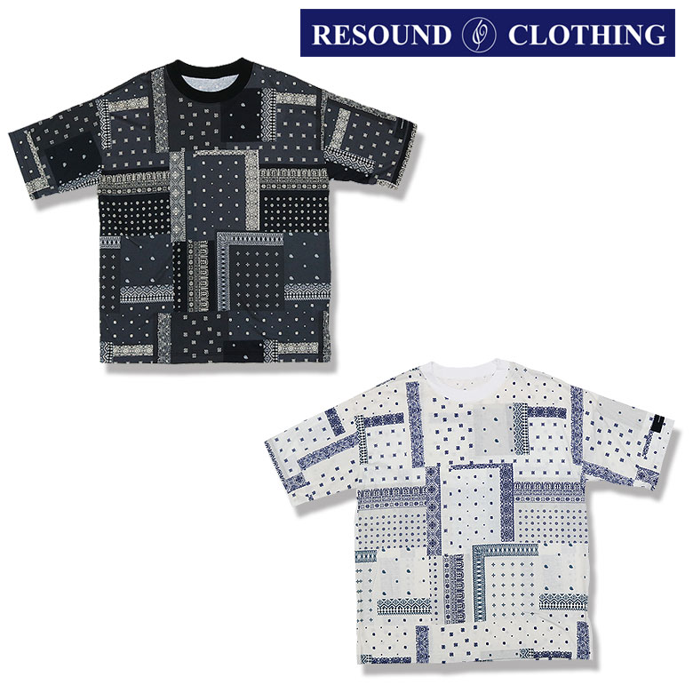 【RESOUND CLOTHING】リサウンドクロージング Tシャツ 半袖 カットソー オーバーサイズ ペイズリープリント BANDANA OVER TEE バンダナ 朝倉 梅本 メンズ