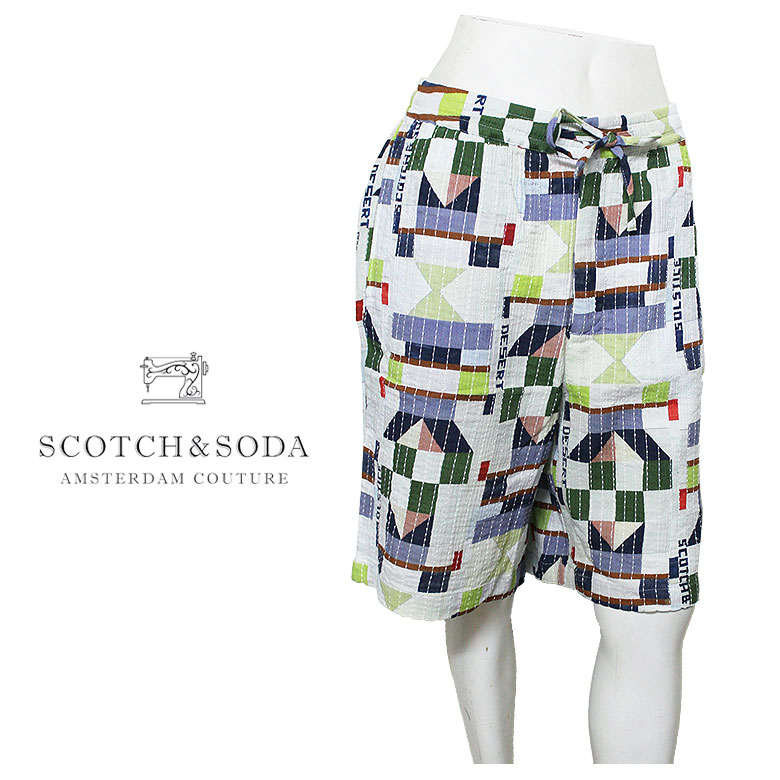【SCOTCH&SODA】 スコッチアンドソーダ ショートパンツ ハーフパンツ ショーツ ステッチデザイン 刺繍 セットアップ可 182194 メンズ カジュアル