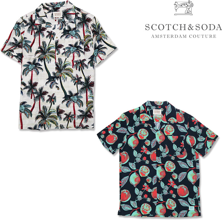 SCOTCH&SODA スコッチアンドソーダ 半袖シャツ S/Sシャツ ヤシの木プリント 春夏 ビーチ メンズ カジュアル