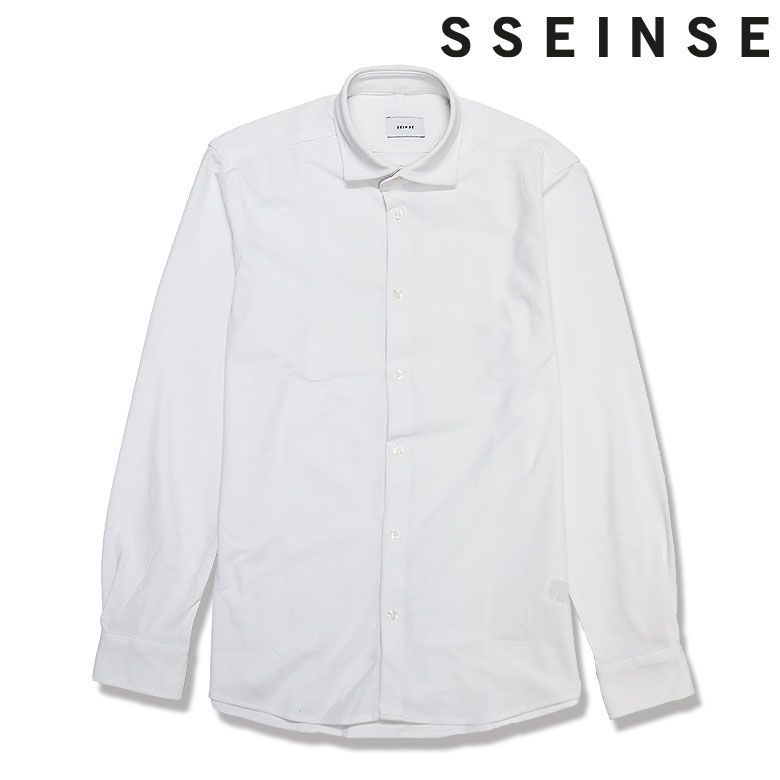 【SSEINSE】センス 長袖シャツ 無地 ホワイト ポリエステル 大人 おしゃれ メンズ オールマイティ シンプル｜DBLAND