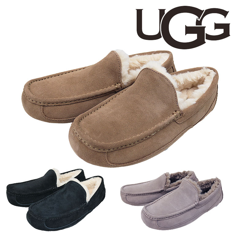 【UGG】アグ ローファー シューズ 靴 スリッポン モカシン ASCOT アスコット 天然ウールライニング 定番 上品 秋冬 おしゃれ メンズ