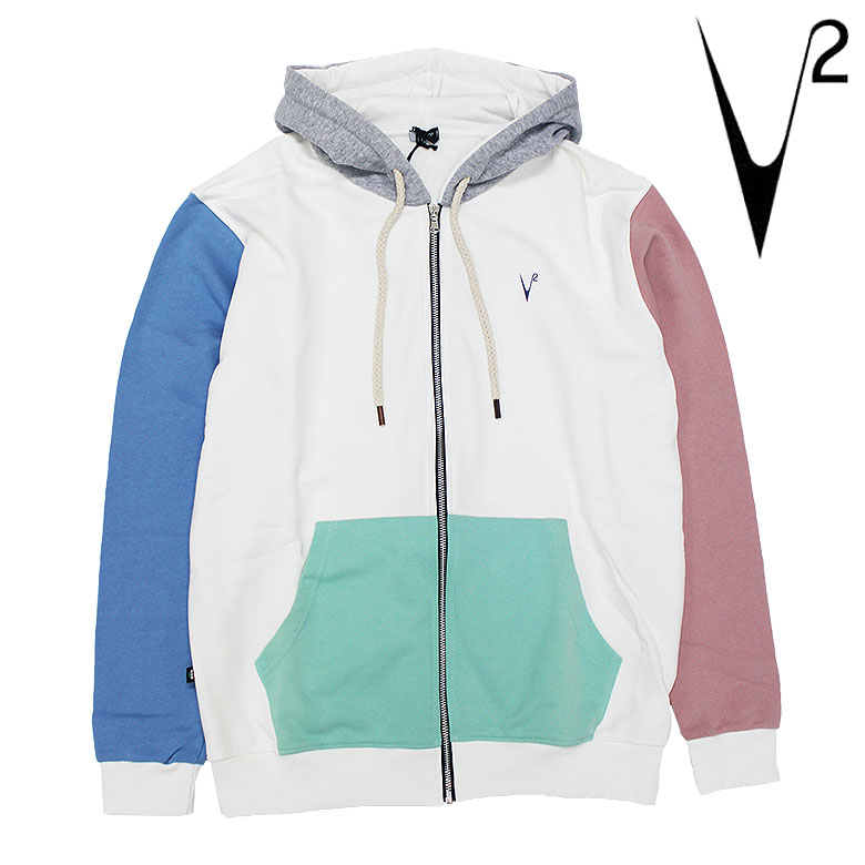 【v2brand】ブイツー パーカー フーディ FELPA ZIP COLOR BLOCK ジップアップ うつり変わり ロゴタイプ刷り上げる メンズ 心地よい