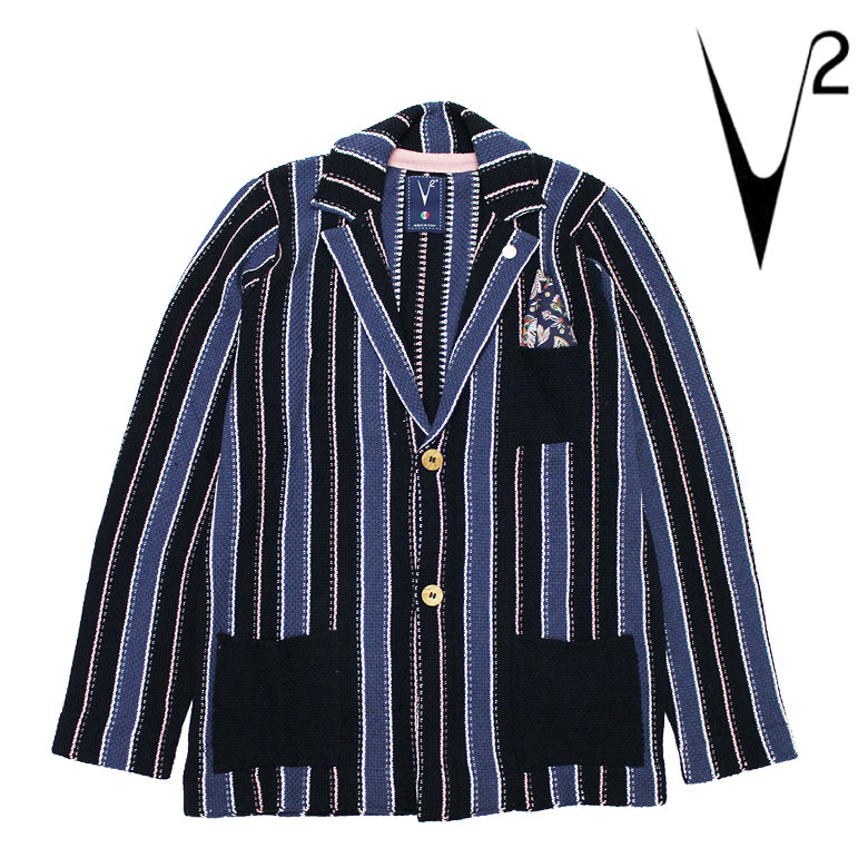 【v2brand】ブイツー ジャケット テーラードジャケット GIACCA GESSATA 3色編み ピンバッジ ハンカチーフ メンズ ライトアウター