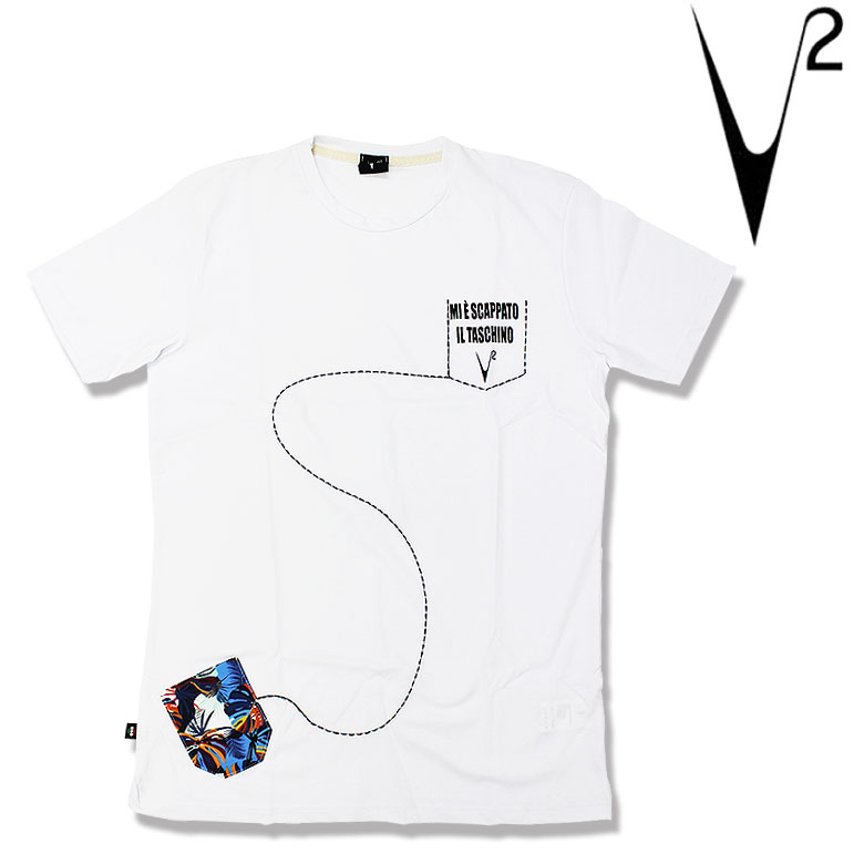 【v2brand】ブイツー プルオーバー 半袖 T-SHIRT カットソー 衣嚢 編み目 遊撃手捩り メンズ 春夏