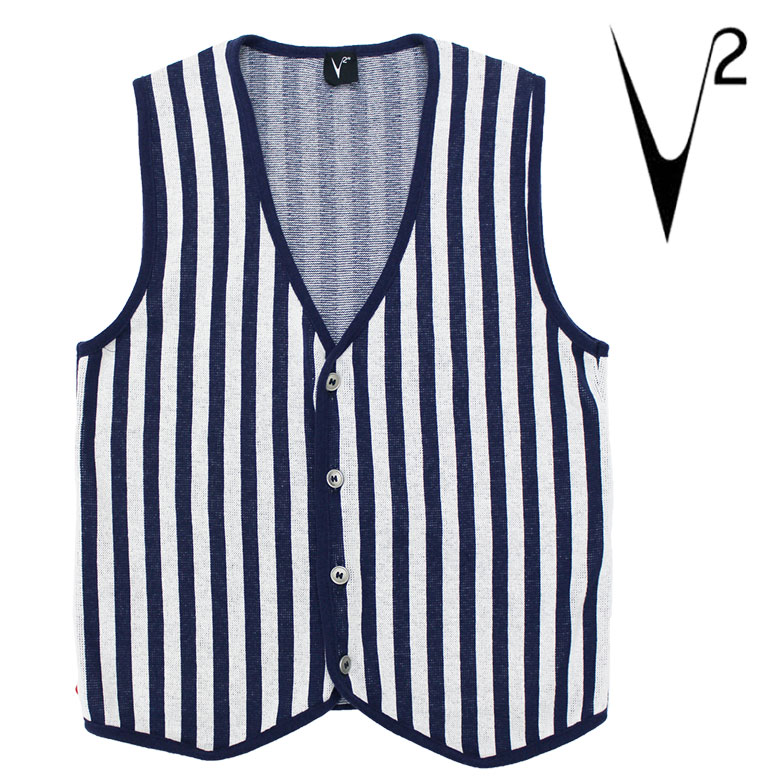 【v2brand】ブイツー ジレ ベスト テーラードベスト 袖なし おしゃれ メンズ GILET RIGATO ストライプ カジュアル メンズ