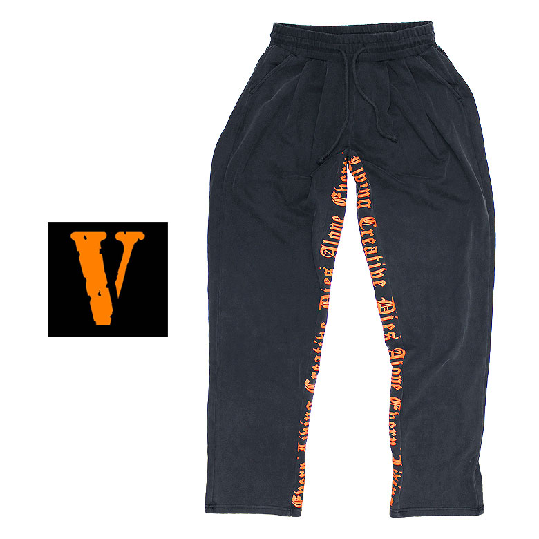 【VLONE】ヴィーロン スウェットパンツ スエット 綿100％ ボトムス ズボン SWEAT PANTS プリント ビッグロゴ 黒 ブラック オレンジ メンズ ヒップホップ ストリート系 ヴィーローン｜DBLAND