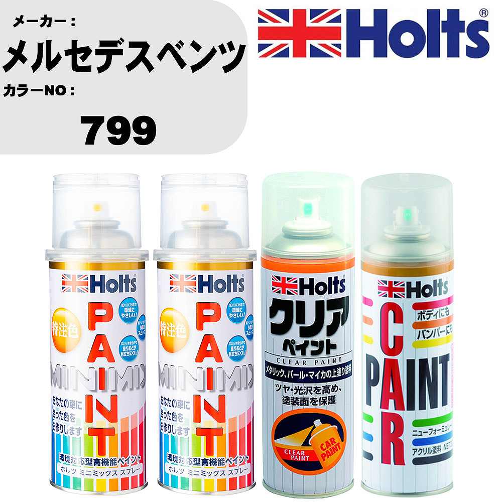 車 塗装 スプレー メルセデスベンツ 799 ペイントスプレー+ボカシ剤(MH11608)+クリア(MH11604)セット カラースプレー ホルツ MINMIX ミニミックス オーダーカラー 補修 カーペイント【TU&SP】 車 傷消し キズ 直し 自分 で