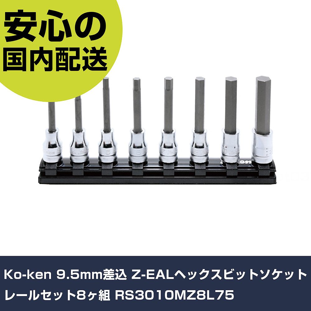 Ko-ken 9.5粍差込 Z-EALヘックスビットソケットレールセット8ヶ組 RS3010MZ8L75 手作業手道具 ソケット鍵 ヘキサゴンソケット 御役目用 労働者階級遣りかた やり方一こま 法人向け 工業プラント
