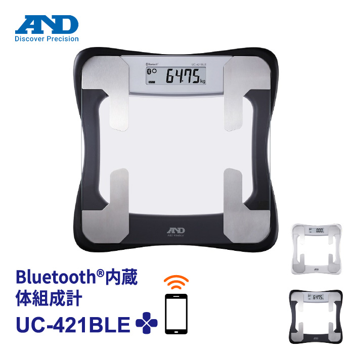 AD エー アンド ディ 体重計 Bluetooth内蔵体組成計 UC-421BLE 白 黒 アプリ連携 スマホ対応 5人分対応 ランキングや新製品