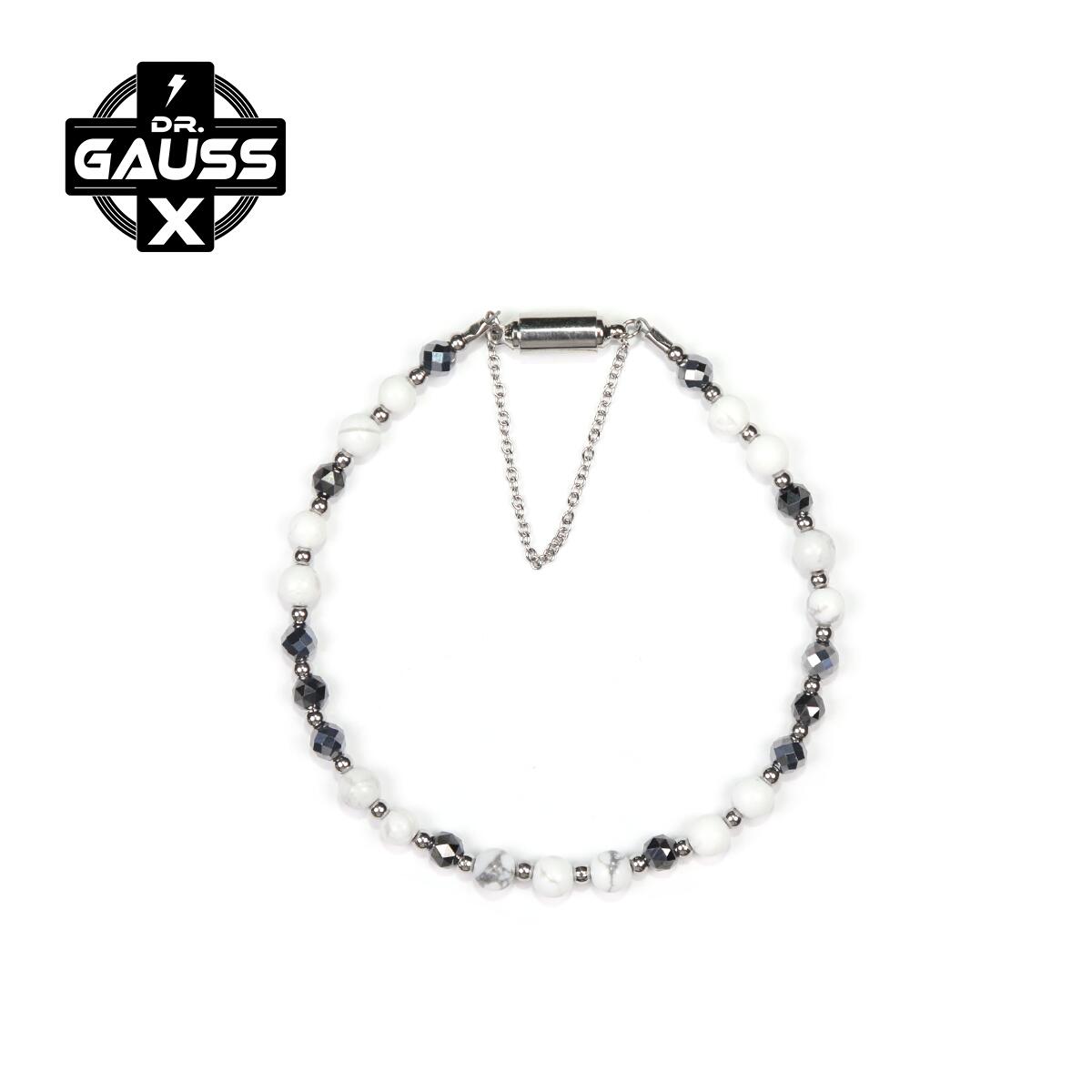 Dr.ガウスX＜White／ホワイト＞ ハウライト 管理医療機器 腕用磁気アクセサリー メンズ こり 血行改善 医療機器認証 日本製 ビジネス 健康アクセサリー ギフト プレゼント 母の日 父の日 誕生日 おしゃれ シンプル スーツ対応 スタイリッシュ ユニセックス｜KATO STORE 店