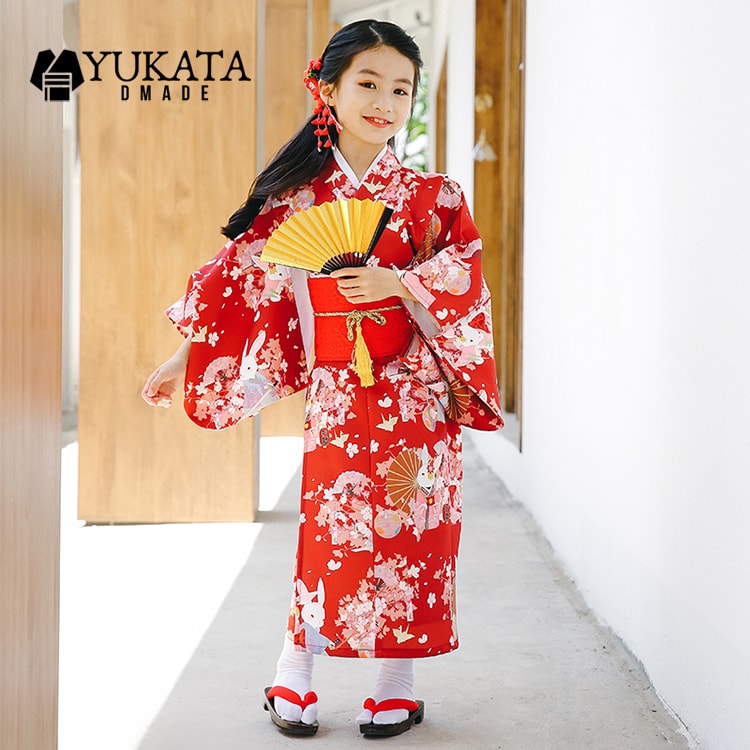 浴衣 赤ちゃん 赤いこと 桜花 花柄 家兎 3点仕掛ける 腰ひも 足袋 浴衣 うしろ帯 浴衣 キッズ 赤ちゃん ちびっ子 赤ちゃん服 10代 御嬢さん 御部屋着 夏御祭り 和風 着飾る 夏 火工品市民大会 90-140糎 【D MADE】