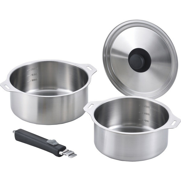 楽天市場】郷技 着脱式ハンドル鍋4点セット YJ3447 鍋ケトルフライパン