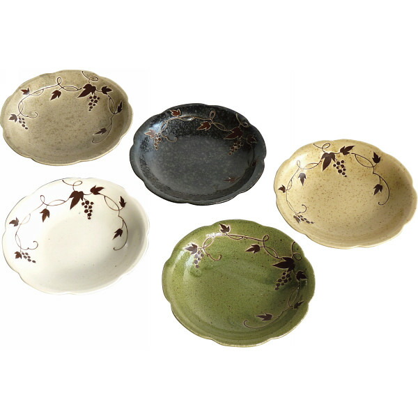 楽天市場】片岡鶴太郎 つたぶどう 碗皿5客揃 64210 和陶器 和陶
