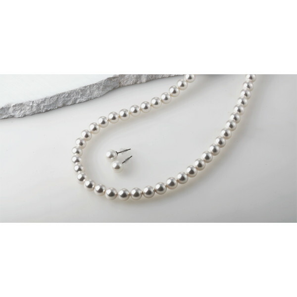 楽天市場】ヴィクトリアンローズ貝パールネックレス&ピアス10ミリ玉