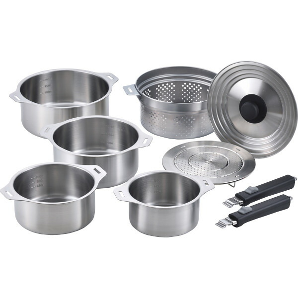 楽天市場】郷技 着脱式ハンドル鍋4点セット YJ3447 鍋ケトルフライパン