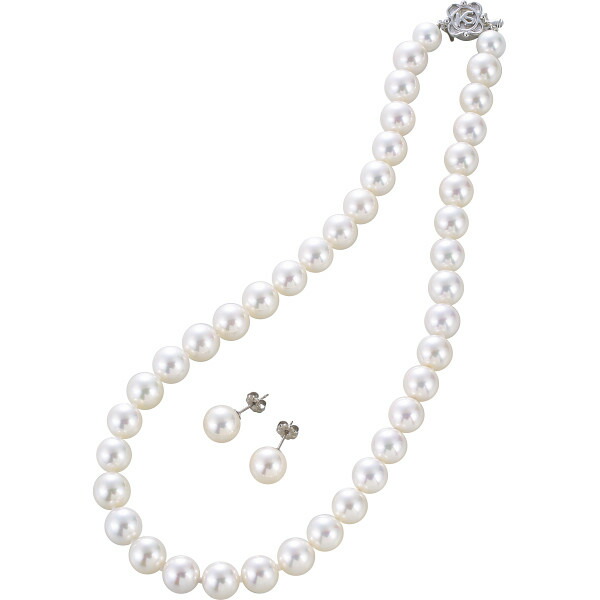 カンサイセレクション 花珠貝パールネックレス・ピアスセット 29012W 装身具 アクセサリー アクセサリーセット