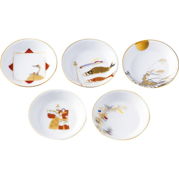 大倉陶園 五歳時記 11cm小皿揃 A190-5/15GSV 和陶器 和陶皿 小皿セット
