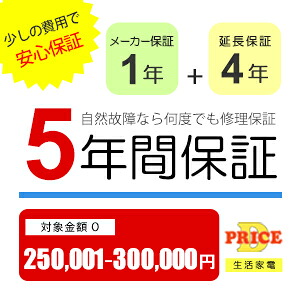 【7/25はエントリーで当店最大P6倍!】【5年保証】商品価格(250,001円~300,000円) 【延長保証対象金額O】|生活家電ディープライス