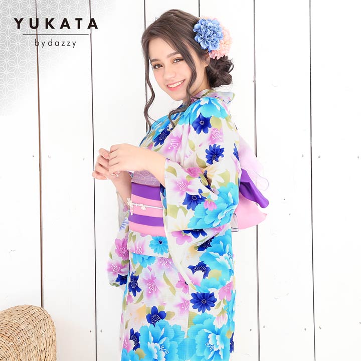 公式店舗 浴衣 セット 淡色 牡丹 柄 浴衣 帯 下駄 3点 セット Yukata By Dazzy 浴衣 レディース 浴衣 大人 浴衣 帯 19 新作 浴衣 平帯 リバーシブル帯 女性用 大人用 和装 和服 和装小物 花柄 フリーサイズ