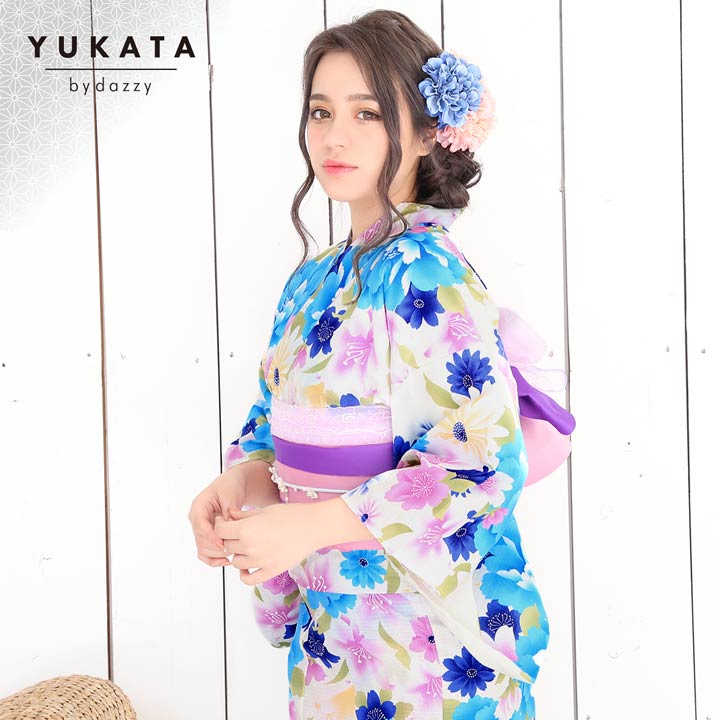 公式店舗 浴衣 セット 淡色 牡丹 柄 浴衣 帯 下駄 3点 セット Yukata By Dazzy 浴衣 レディース 浴衣 大人 浴衣 帯 19 新作 浴衣 平帯 リバーシブル帯 女性用 大人用 和装 和服 和装小物 花柄 フリーサイズ