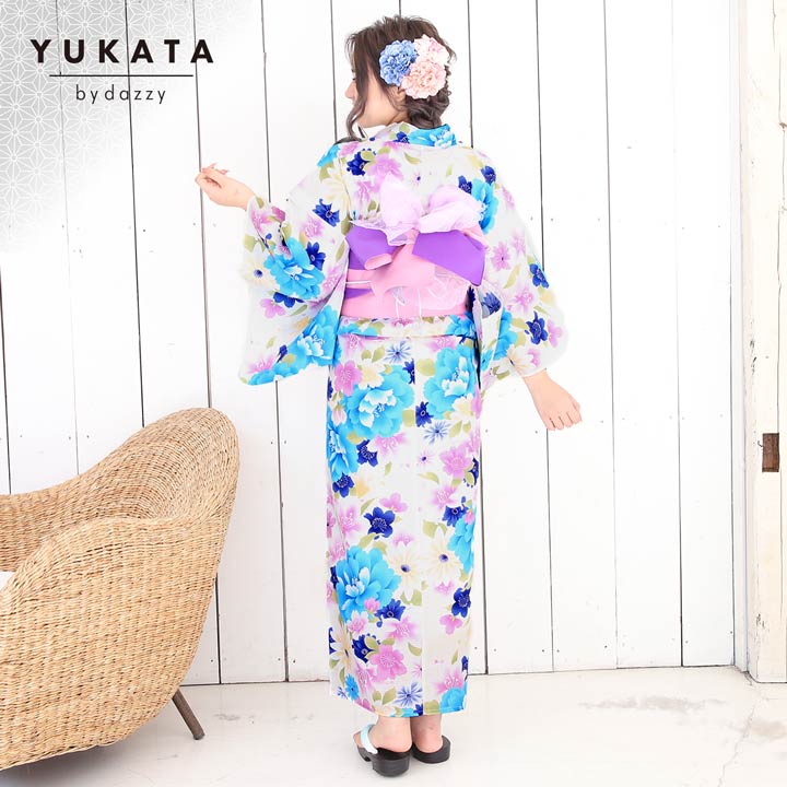 公式店舗 浴衣 セット 淡色 牡丹 柄 浴衣 帯 下駄 3点 セット Yukata By Dazzy 浴衣 レディース 浴衣 大人 浴衣 帯 19 新作 浴衣 平帯 リバーシブル帯 女性用 大人用 和装 和服 和装小物 花柄 フリーサイズ