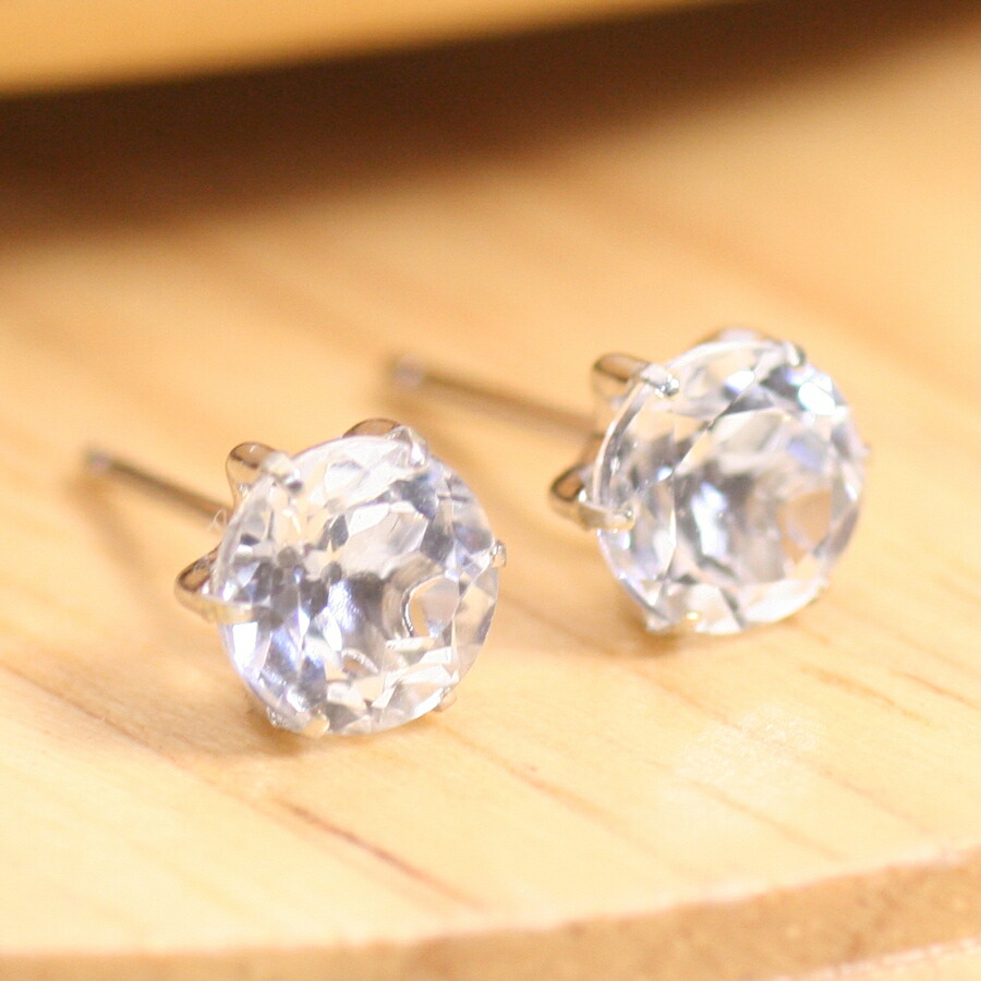 K18ホワイトゴールド　クンツァイト６ミリピアス クンツァイト ピアス K18post C-300165 | kiri onlinestore
