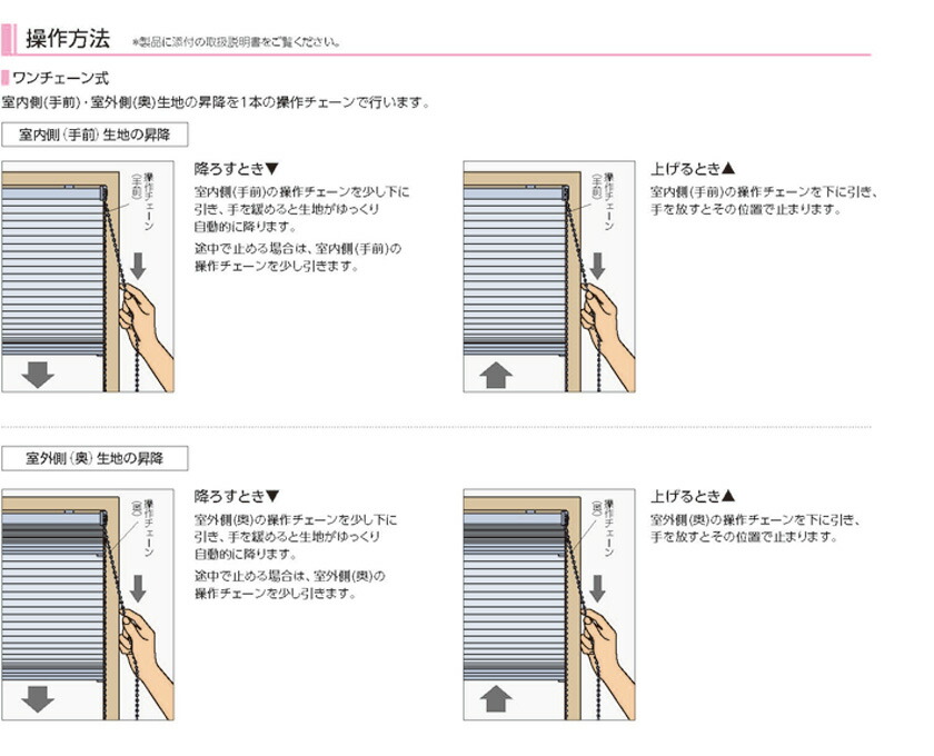 プリーツスクリーン▽ペルレ ダブル おすすめダブル ワンチェーン操作