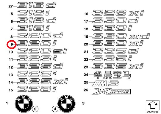  320iリアエンブレム 純正品 新品 3シリーズE91 51147120250