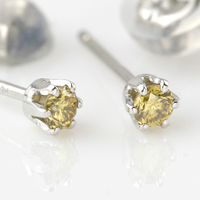 楽天市場】PTレモンイエローダイヤモンドピアス 0.10ct
