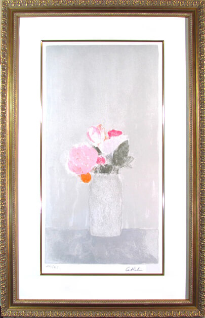 最安値 ベルナール カトラン リトグラフ １９７７年 灰色の背景の薔薇