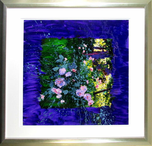 J•トレンツ•リャド　ジヴェルニーの薔薇　額装品 薔薇 絵画 花 絵 インテリア コレクション プレゼント シルク