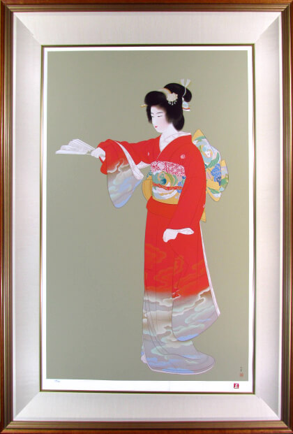 美品 上村松園「娘深雪」シルクスクリーン 上村淳之監修 証明シール有 額縁入り 楽天市場】上村松園 娘深雪 2001 シルクスクリーン 上村淳之