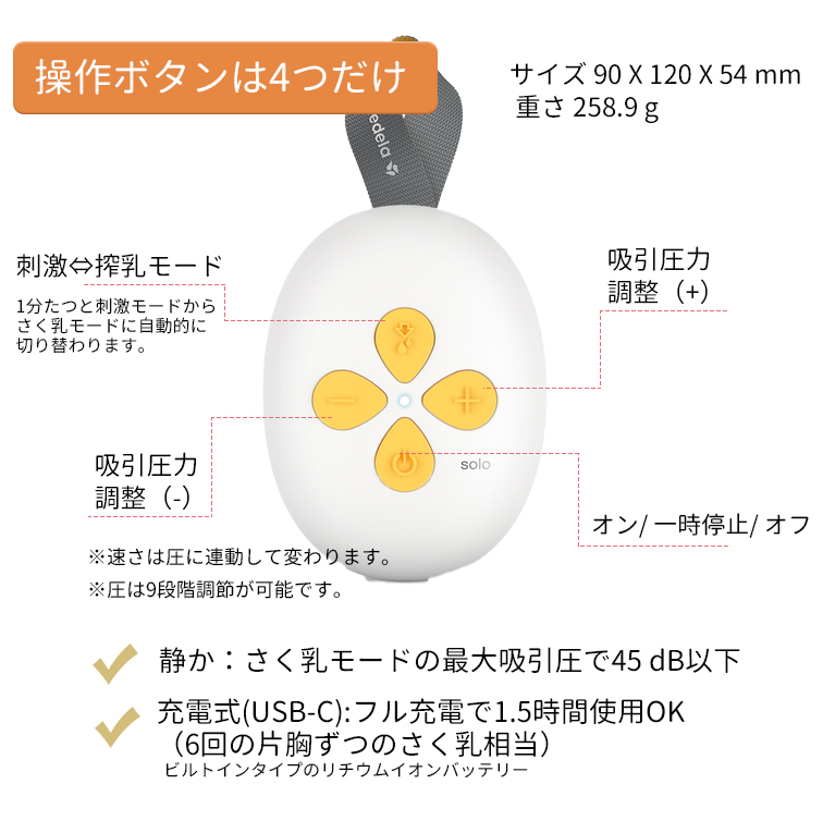 メデラ Solo ソロ 電動 さく乳器 日本正規品 Medela 搾乳機 搾乳器 授乳 母乳 育児 新生児 保存 Monitor Systems Com