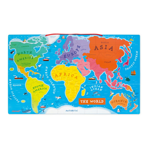 Janod ジャノー マグネット ワールドマップ パズル 世界地図 地図 7歳 国 勉強 英語 型はめ 知育 知育玩具 子ども キッズ 男の子 女の子 おもちゃ おしゃれ かわいい カラフル プレゼント ギフト インテリア おうち時間 Schwimmbad Delphine De