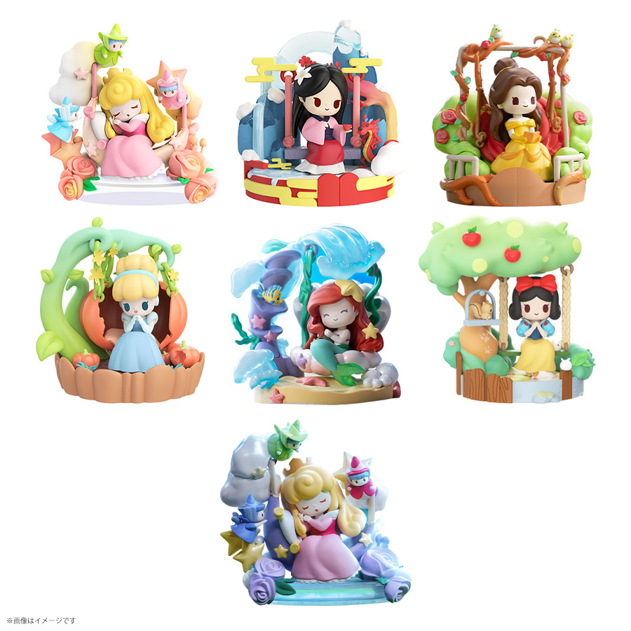 52TOYS BLINDBOX ディズニープリンセス D-babyシリーズ お花のブランコ 1BOX6個セットトレーディングフィギュア コレクショントイ ブラインド でぃずにー ぷりんせす オーロラ姫 シンデレラ アリエル 白雪姫 ベル ムーラン画像