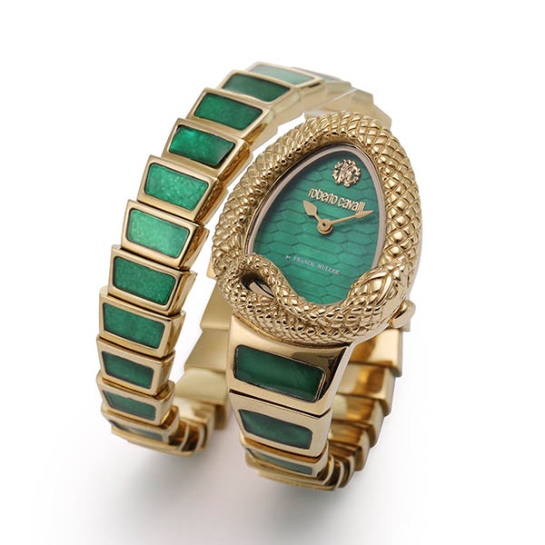 【2,000円OFFクーポン券受け入れるで】roberto cavalli by FRANCK MULLER ロベルト カヴァリ バイ 簡明直截 レギオモンタヌス  緑であること貝殼 緑 白蝶貝 MOP RV1L141M0031 レディース ウオッチ 国内置き目品 貨物輸送無料