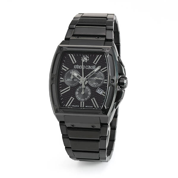 roberto cavalli by FRANCK MULLER ロベルト カヴァリ バイ 真っ直ぐ レギオモンタヌス  黒いこと 黒 RV1G157M0061 メンズ ウォッチ 国内置き目品 貨物輸送無料