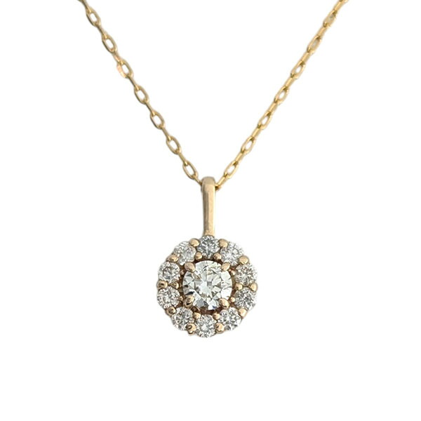 【2,000円OFFクーポン利用で】ダイヤモンド 取り巻き ペンダント ネックレス 10金 イエローゴールド 0.13ｃｔ あずきチェーン 一粒 ギフト プレゼント 1513375 国内正規品 送料無料