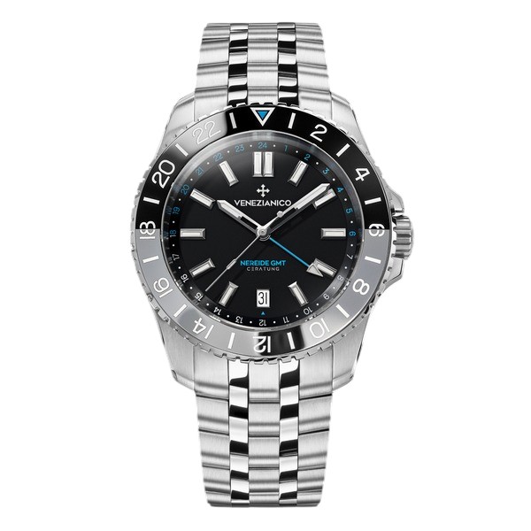 【10%OFFクーポン利用で】VENEZIANICO Nereide GMT Ceratung? 4521500S ヴェネチアニコ ヴェネツィアニコ ベネチアニコ メンズ 腕時計 国内正規品 送料無料 ダイバーズウォッチ セラミック タングステン 黒 ブラック シルバー ツートンベゼル GMTウォッチ GMT機能 ギフ|腕時計 Chronostaff DAH DAH