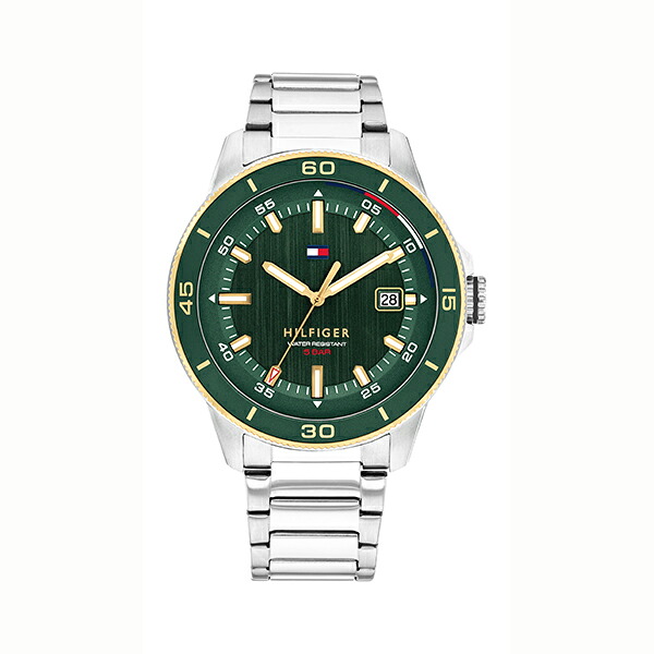 【2,000円OFFクーポン利用で】TOMMY HILFIGER トミーヒルフィガー アルミベゼル グリーン シルバー 1792230 メンズ 腕時計 国内正規品 送料無料|腕時計 Chronostaff DAH DAH