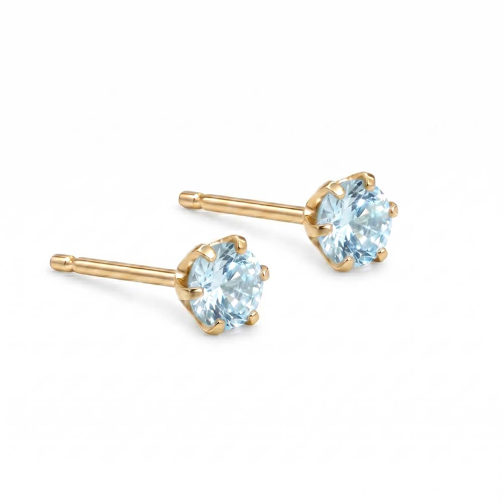 【2,000円OFFクーポン利用で】【誕生石シリーズ】3月　K18 アクアマリン 一粒 ピアス 3mm スタッドピアス 18金 イエローゴールド シンプル 両耳用 レディース K18シリコンダブルロックキャッチ付き プレゼント ギフト 223166-001 ピアス｜腕時計 Chronostaff DAH DAH 9,181円